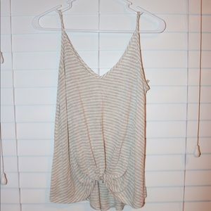 White and beige striped tank